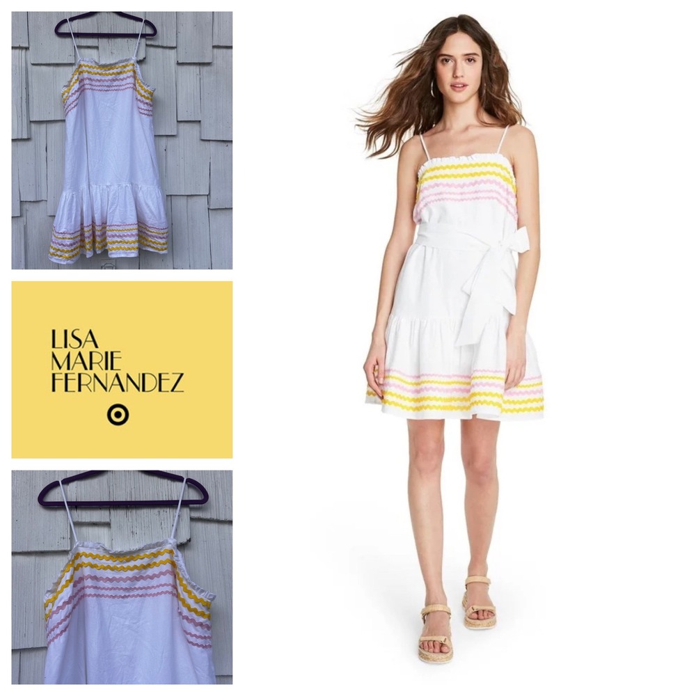 Lisa Marie Fernandez Target White‎ Linen Blend Ric Rac Mini Dress Plus Size 1X